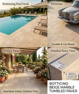 Muestras pequeñas de mármol Botticino Beige pulido de 20x20cm para exteriores e interiores, revestimiento de piscinas, pavimentos para entradas de vehículos, fabricado en Turquía, para jardín. - Product Image 2