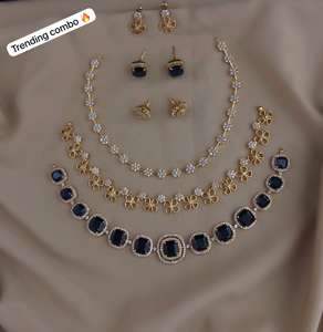 Conjunto de Collar con Acabado Mate CZ, Oferta Combinada, Perfecto para Bodas, Uso Diario, Conjuntos de Collar de Calidad Premium - Product Image 5