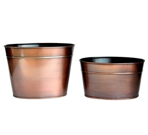 Jardinière de pot de jardin martelé en cuivre antique pour décorations de jardin intérieur et extérieur Jardinière minimaliste faite à la main - Product Image 2