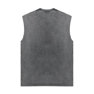 เสื้อกล้ามสตรีทแวร์แบบสั่งทำ เสื้อกั๊กผู้ชาย เสื้อยืดแขนกุดผู้ชาย เสื้อยืดวินเทจฟอกสี - Product Image 3