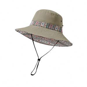 Outdoor Ethnic Style Sunshade Fisherman <b>Hat</b> for Women, <b>Summer</b> Travel Sun Protection Wide Brim Western Cowboy Beach <b>Hat</b> - Product Image 3