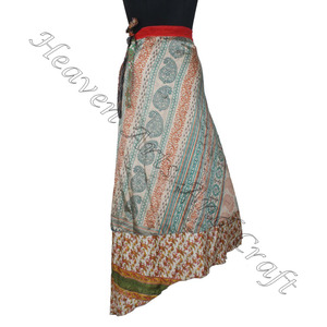 กระโปรงผ้าไหมผ้าส่าหรีหลายชั้นกระโปรงห่อยาวจากนักออกแบบใหม่ล่าสุดของอินเดีย - Product Image 2