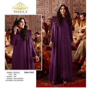 Wholesale Indian Pakistani Clothing Embroidered Sequence Santoon Bottom Dupatta Heavy Faux Georgette Kurta/<b>Kurti</b> Wedding Wear - Product Image 1