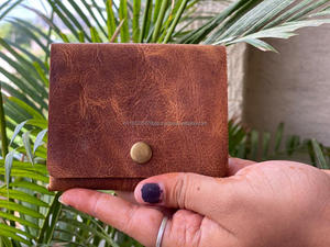 Cartera de mano de cuero marrón, monedero pequeño, elegante - Product Image 4