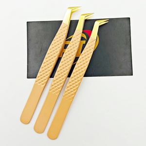 Label privé méga cils extensions de cils pince à épiler forte tenue volume de la botte pince à épiler couleur pêche acier matériel boîte emballage - Product Image 6