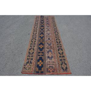 Alfombra turca vintage, estilo clásico de retazos, 31x97 pies, acentos negros y naranjas, lana, área grande, alfombra para sala de estar para adolescentes - Product Image 1