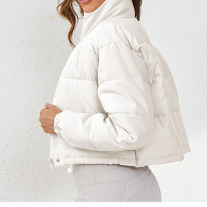 Abrigos cortos holgados de algodón de manga larga de Invierno para mujer con bolsillos, chaqueta acolchada con cremallera, chaqueta para exteriores - Product Image 2