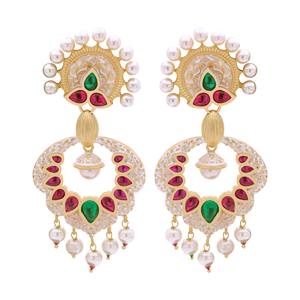 Elegant AD <b>Gold</b> Plated Earrings, <b>Costume</b> Jewelry Manufacturer, Antique Imitation Jewelry Export Custom Fashion Jewelry Supplier - Product Image 2