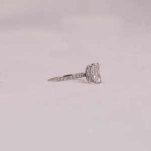 Radiant Cut Lab Grown Diamond Engagement Ring Hidden Halo 14K <b>Solid</b> Gold Trendy Style IGI Certificate Women's Fashion Gift Ring - Product Image 2