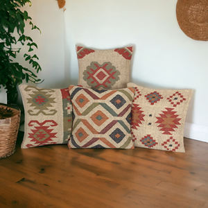 Alfombras JAIPUR KILIM, Alfombras Turcas Modernas de Lana y Yute Hechas a Mano, Ecológicas, con Patrón Geométrico, Fundas de Almohada Personalizables, Estilo Rústico Lumbar - Product Image 6