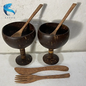 Juego de cuencos de madera de coco natural para comidas ecológicas - Product Image 2