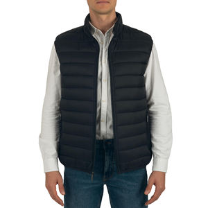 Veste sans manches matelassée d'hiver pour homme, nouvelle arrivée, logo personnalisé en gros, polyester confortable, col montant, fermeture éclair, gilets - Product Image 1