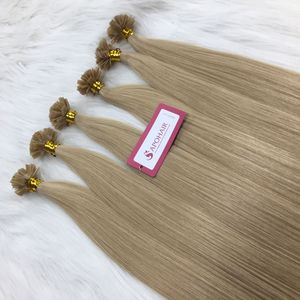 ช่อผมมนุษย์ปลายแบนเคราติน100% ผมดัดลอนแบบสองชั้น - Product Image 5