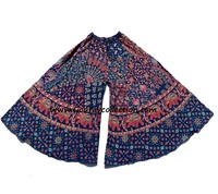 Boho Éléphant Imprimé Jambe Sauvage Coton Palazzo Vêtements Européens Femmes Regula Taille Cloche Bas Boho Harem Pantalon GC-AP-351.