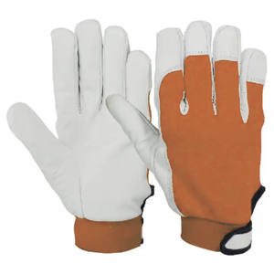 Guantes DE SEGURIDAD antivibración de 11 oz con certificado CE de cuero de grano de cabra suave de alta calidad, guantes de trabajo industriales con puños elásticos rojos - Product Image 4