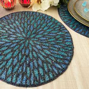Beaded <b>coaster</b> Mats Woven <b>Placemat</b> Table <b>Christmas</b> <b>Placemats</b> Round <b>Placemats</b> - Product Image 3
