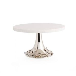 Magnifique support de service pour gâteau aux fruits de forme arrondie avec dessus en marbre blanc pour les fêtes de Noël et autres occasions de décoration - Product Image 1