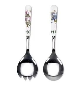 Ensemble de service à salade en acier inoxydable écologique, lavable au lave-vaisselle, avec poignée imprimée motif feuille, pour usage domestique et hôtelier - Product Image 1