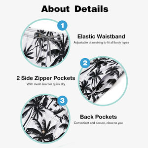 Shorts de plage extensibles pour hommes en gros, 100 % polyester, séchage rapide, avec cordon de serrage, pour le surf et la natation - Product Image 3