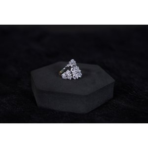 NOVAMART Fine Rhodium & Gold Plated Sterling Silver Diamond Engagement Wedding <b>Ring</b> Wholesale Export - Product Image 1