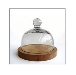 Soporte de pastel de madera ecológico moderno único hecho a mano decoración de boda mesa de cristal plato de pastel - Product Image 1