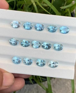 Lote de Gemas de Aguamarina de 9x7 mm, Piedras Preciosas Naturales Azul Cielo, Corte Oval Facetado, Gemas Sueltas de 1-2 Quilates Enceradas/En Aceite para Joyería - Product Image 3