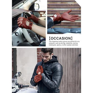 JNM SAFETY <b>Men</b> Genuine <b>Leather</b> <b>Gloves</b> Sheepskin Black <b>Driving</b> Cycling Touchscreen Motorcycle Unlined <b>Gloves</b> - Product Image 2