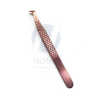 แหนบต่อขนตาสแตนเลสสีโรสโกลด์ไฟเบอร์ปลายแหลมติดเพชร90องศางานตามสั่ง - Product Image 4