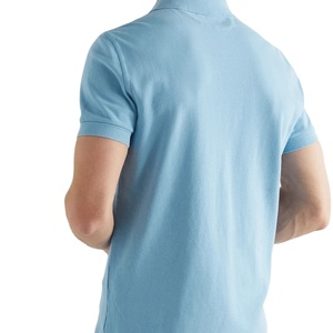 Polo en coton bleu ciel pour homme OEM – Streetwear premium minimaliste à manches courtes – Vêtement d'exportation fabriqué par BS 2026 - Product Image 4