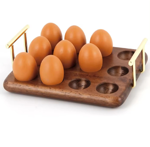 Soporte de madera para huevos de calidad cara para accesorios de cocina Diseño vintage Herramientas de cocina de madera de 2 niveles Soporte para huevos - Product Image 2