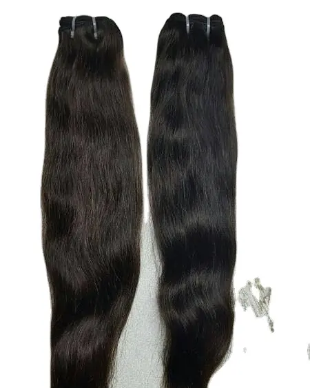 Raw cheap 100% natural genius weft black color bundle straight virgin vendor indian temple human hair