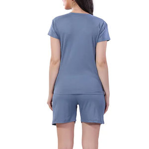 Camiseta de Mujer, Última Moda, Informal, de Algodón, Manga Corta, Color Sólido Personalizado, Logotipo, Ecológica, Transpirable, Servicio OEM - Product Image 3