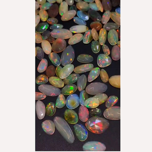 243 Pièces d'Opale Éthiopienne Blanche Naturelle, Coupe Ovale, Facettée, Cabochon 7mm-25mm, 257 Cts, Iroc Sales, Haute Qualité, Dos Plat, Rosecut Play - Product Image 2