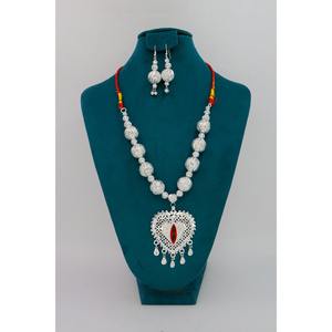 <b>Artificial</b> Silver Necklace Earrings Set for Women Handmade Ethnic Silver <b>Jewellery</b> African French Style Necklace Traditional Set - Product Image 2