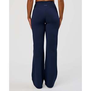 Pantalones Casuales de Cintura Alta con Textura Arrugada Fusion V-Contour para Mujer - Azul Marino Futuro - Product Image 3