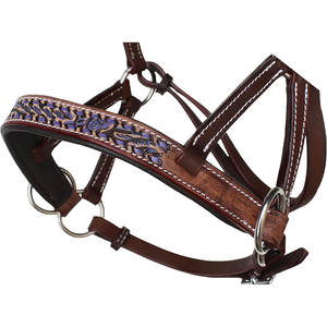 Premium Horse Western Leather Bitless Sidepull Brida con riendas divididas Pantalones Ajustable Hecho a mano Tack Headstall Set - Product Image 6