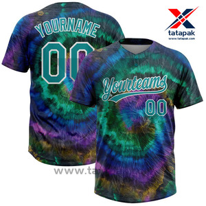Custom Tye Dye Blanco 3D Dos botones Unisex Softball Jersey Soft Baseball & Softball Wear - Product Image 1