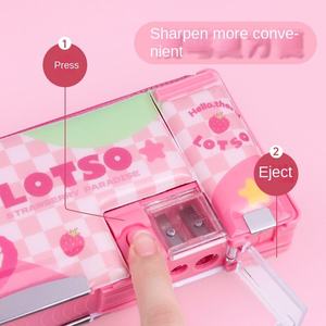 Simpatico cartone animato astuccio in plastica per studenti della scuola primaria per bambini scatola di cancelleria forniture per la scuola all'ingrosso premi - Product Image 2