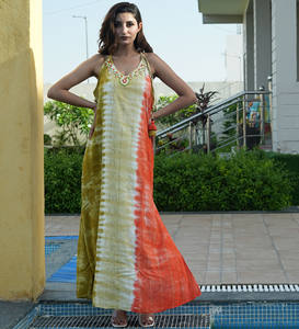 Bohemian Fashion 2024 Tres colores Tie Dye con diseñador Hand Work Long Maxi Dress - Product Image 2