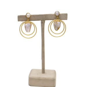 Pendientes de Perlas Naturales de Agua Dulce Color Blanco Ostra, con Alambre de Latón Chapado en Oro de 24K, Libres de Níquel, Hechos a Mano, Estilo Vintage, para Mujer - Product Image 3