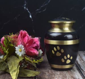 Black Gold Metal <b>Urn</b> Adult Human Ashes with Walk Foot Print - Product Image 3