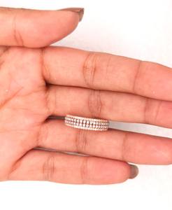 Bague de fiançailles scintillante pour femme, sertie de diamants ronds de 0,50 carat, multi-rangs, en or blanc/jaune/rose massif 10/14 carats - Product Image 3