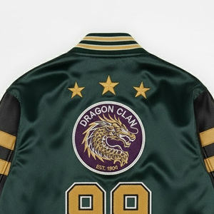 Veste universitaire pour homme en chenille brodée sur mesure en gros, légère et confortable, veste universitaire en satin pour homme - Product Image 6