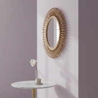 Miroir mural rond en rotin tressé 100% fait main, style bohème, pour la décoration de la maison, de l'hôtel, du salon, vente en gros