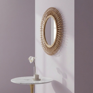 100% Handmade Sunburst Round Rattan Wall <b>Mirror</b> Decorative Boho Woven <b>Hanging</b> <b>Mirrors</b> For Home Hotel Living Room Decor Wholesale - Product Image 2