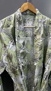 Bata de algodón ligera con estampado de pájaros y estampado a mano, estilo kimono - Product Image 6