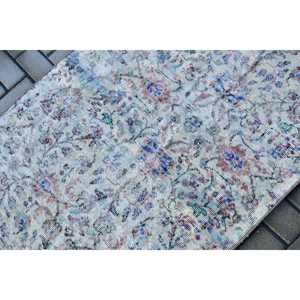 Alfombra de 3.2x4.7 pies, alfombra turca vintage, alfombra de lana azul grisácea con motivos de plantas y árboles - Product Image 5