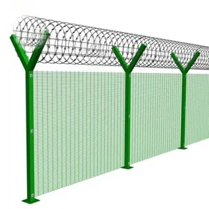 Customized drawing q195 steel wire 358 dense mesh fence anti climb fence high security 358 fence with y post for prison