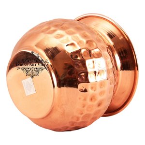 Lota Kalash de Cobre Puro con Diseño Martillado, Artículo Espiritual para Pooja, para Almacenamiento y Servicio de Agua en Diwali - Product Image 5