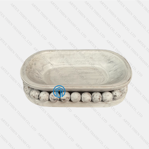 Bougie de bol ovale perlé de haute qualité Bol en argile en bois d'acacia Nouveau design bols en bois avec chaîne de perles fabriqués au Vietnam - Product Image 6